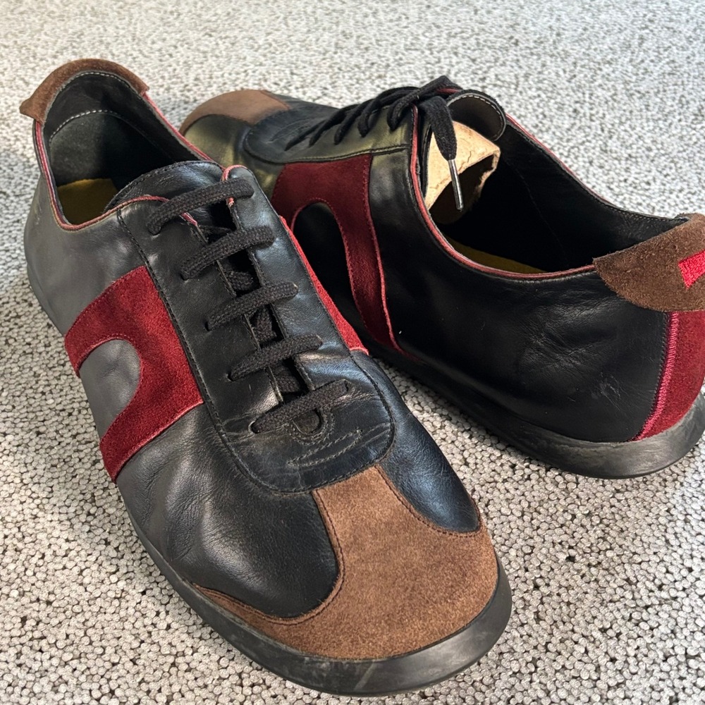 VTG Camper Sneakers Men 46 12 US Black Red Morocco Leather Suede Gorpcore Grunge